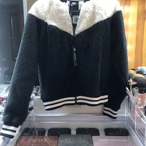 NWT XS Nike jacket fuzzy warm black and white